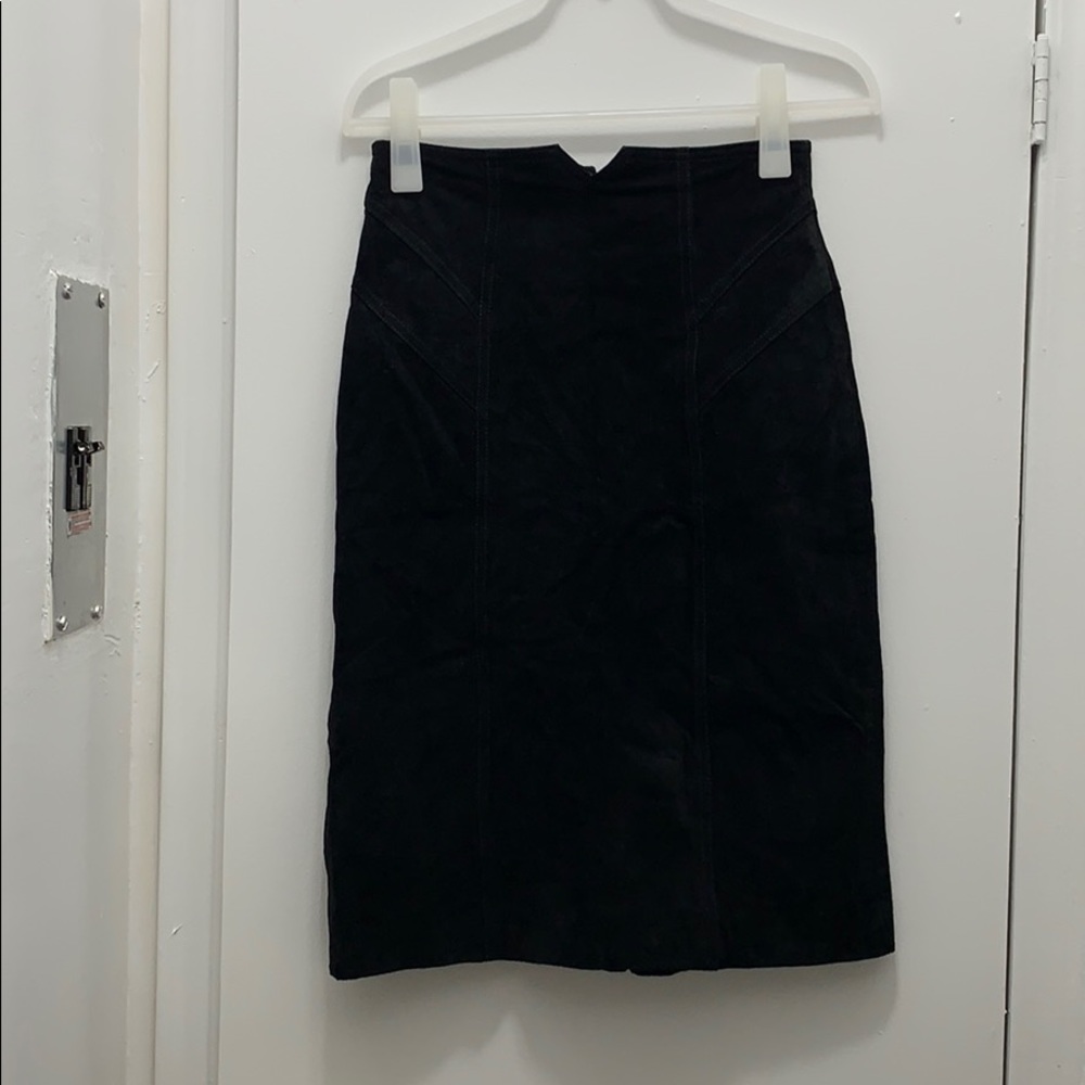 Black suede midi skirt